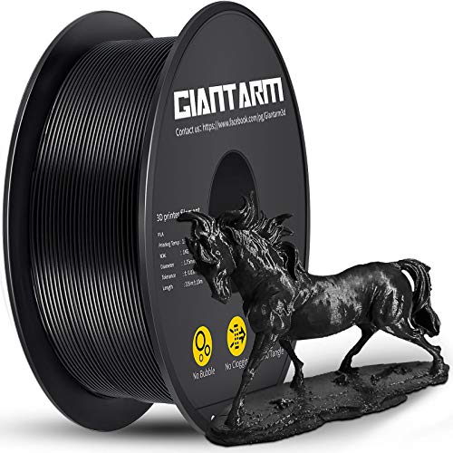 Filamento PLA 1.75 mm, GIANTARM Impresora 3D PLA Filamento 1kg Spool, Negro