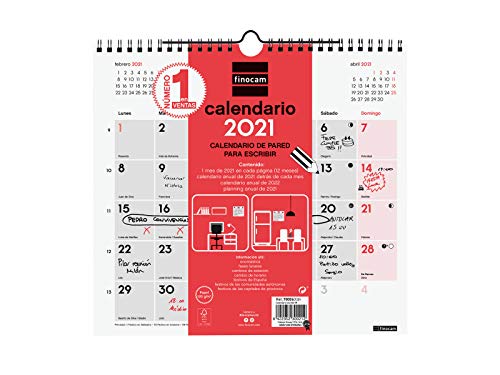Finocam - Calendario Neutro de pared 2021 Escribir Español