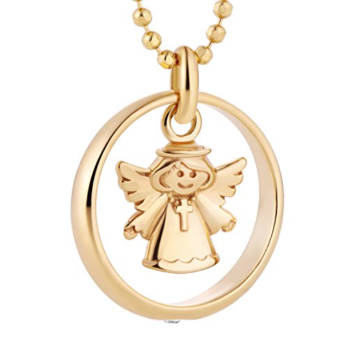 fish - Collar de plata 925 para niño o niña con colgante del ángel de la guarda