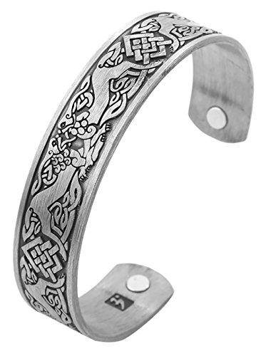 Fishhook - Pulsera de plata envejecida, diseño de lobo irlandés Fishhook - Pulsera de plata envejecida, diseño de lobo irlandés