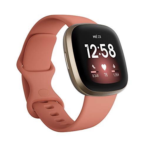 Fitbit Versa 3 - Smartwatch de salud y forma física con GPS integrado, análisis continuo de la frecuencia cardiaca, Alexa integrada y batería de +6 días, Rosa/Dorado Fitbit Versa 3 - Smartwatch de salud y forma física con GPS integrado, análisis continuo de la frecuencia cardiaca, Alexa integrada y batería de +6 días, Rosa/Dorado