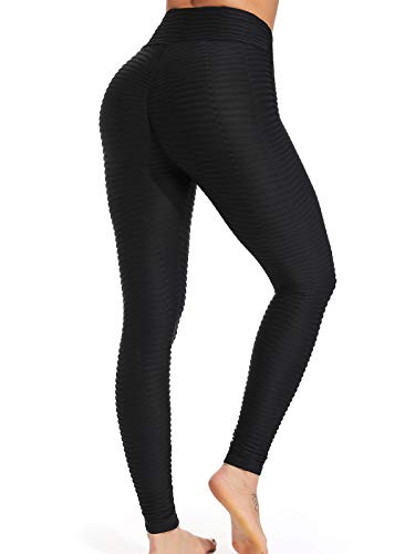 FITTOO Leggings Push Up Mujer Mallas Pantalones Deportivos Alta Cintura Elásticos Yoga Fitness #2 Negro Mediana