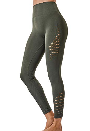 FITTOO Leggings Sin Costuras Corte de Malla Mujer Pantalon Deportivo Alta Cintura Yoga Elásticos Fitness Seamless #1 Verde Small FITTOO Leggings Sin Costuras Corte de Malla Mujer Pantalon Deportivo Alta Cintura Yoga Elásticos Fitness Seamless #1 Verde Small