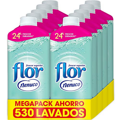 Flor - Suavizante para la ropa concentrado, aroma nenuco, hipoalergénico - Pack de 10, hasta 530 dosis Flor - Suavizante para la ropa concentrado, aroma nenuco, hipoalergénico - Pack de 10, hasta 530 dosis