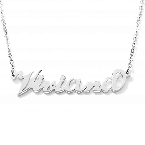 Flowers - Collar de acero pulido con nombre, estilo Carrie Bradshaw de Sexo en Nueva York, máxima elegancia, ideal como regalo Viviana