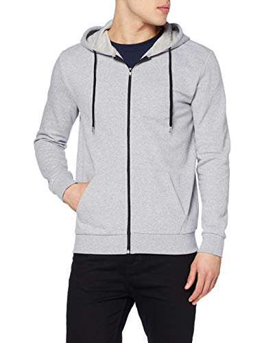 FM London Hyfresh Zipped Capucha, Gris (Grey 15), Large para Hombre FM London Hyfresh Zipped Capucha, Gris (Grey 15), Large para Hombre
