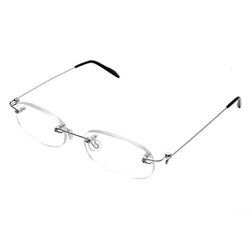 Forepin® Gafas de Lectura sin Montura Hombres Mujeres Transparente Reading Glasses Dioptria +3.5(70-74 años) Rectangular Lente Transparente Visión Clara Rotación de la Lente Unisexo