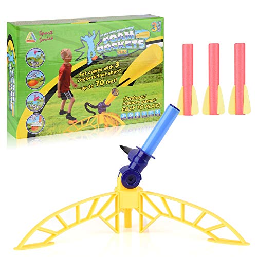 FORMIZON Juguete Lanzador de Cohetes, Juguete de Lanzamiento de Cohete al Aire Libre con 3 Cohetes Actividad al Aire Libre Jugar Kids Toy Set Boys Birthday Gift