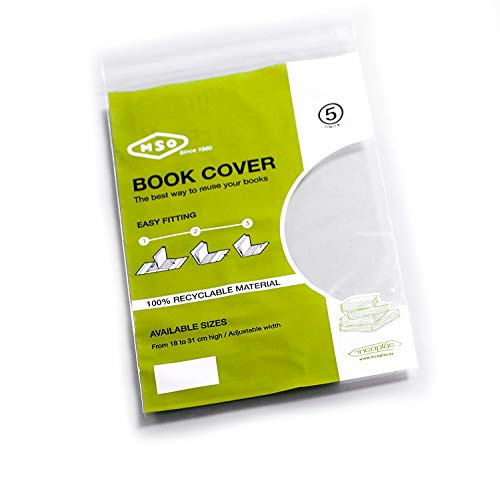 Forros para libro MSO, Medida 22 cm altura, ancho ajustable, Material LDPE Pack de 5 unidades. Forros para libro MSO, Medida 22 cm altura, ancho ajustable, Material LDPE Pack de 5 unidades.