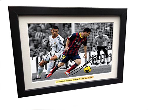 Fotografía autografiada del Real Madrid de Messi Barcelona Cristiano Ronaldo de 12 x 8 (A4)