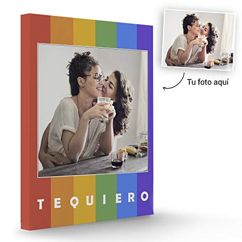 Fotoprix Lienzo Personalizado con Foto y diseño 'Arcoiris' | Regalo Original LGTB - Orgullo Gay | Varios diseños y tamaños (Arcoiris, 30 x 40 cms)