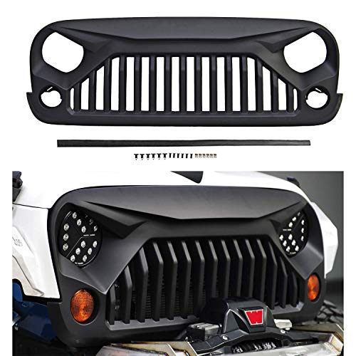 Front Matte Grill for J-eep Wrangler JK/JKU 07-18, Including Rubicon, Sahara and Sport,2/4Door