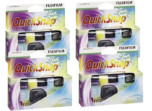 Fujifilm - Juego de cámaras de fotos desechables (4 unidades, se incluyen carretes Superia X-tra 400, 27 fotos)