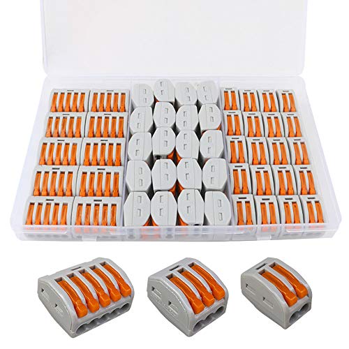 FULARR 50Pcs Premium PCT-212/213 / 215 Resorte Conector Bloque Terminal Kit, Conector Conductor Compacto, Rápido Cable Conector Bloque Terminal –– 2 Puertos 20Pcs, 3 Puertos 20Pcs, 5 Puertos 10Pcs