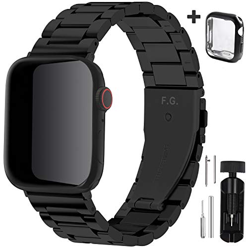 Fullmosa Acero Inoxidable Correa Compatible Apple Watch/iWatch Serie SE, Serie 6, Serie 5, Serie 4, Serie 3, Serie 2, Serie 1, Apple Watch Correa 38mm 40mm 42mm 44mm, Negro 42mm/44mm