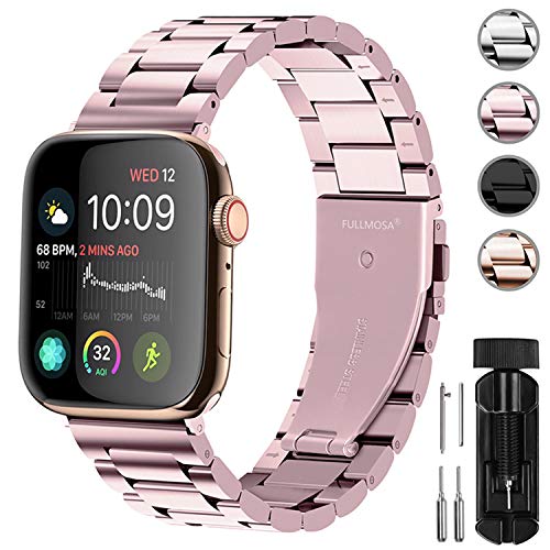 Fullmosa Acero Inoxidable Correa Compatible Apple Watch/iWatch Serie SE, Serie 6, Serie 5, Serie 4, Serie 3, Serie 2, Serie 1, Apple Watch Correa 38mm 40mm 42mm 44mm, Oro Rosa 38mm/40mm