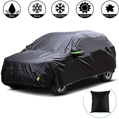 Funda para Coche Exterior Impermeable Lona para Coche Cubierta Coche Exterior contra Sol Nieve Polvo Viento Tamaño Universal (4.85 * 1.9 * 1.85m/ SUV /210T Negro)