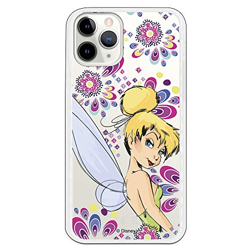 Funda para iPhone 11 Pro Oficial de Peter Pan Campanilla Flores para Proteger tu móvil. Carcasa para Apple de Silicona Flexible con Licencia Oficial de Disney.