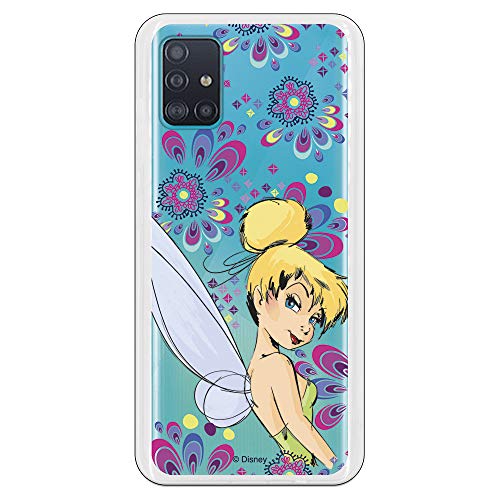 Funda para Samsung Galaxy A51 Oficial de Peter Pan Campanilla Flores para Proteger tu móvil. Carcasa para Samsung de Silicona Flexible con Licencia Oficial de Disney.