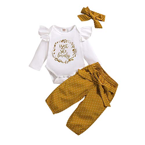 FYMNSI Conjunto de verano para bebé, de manga corta, con volantes, pelele + pantalones cortos + cinta para la cabeza, 3 piezas, para 0 – 18 meses Blanco 05. 12-18 Meses