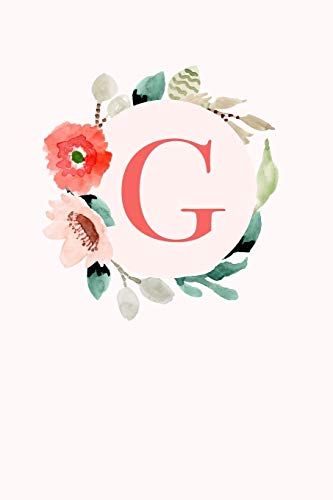 G: 110 Sketchbook Pages | Monogram Sketch Notebook with a Classic Light Pink Background of Vintage Floral Roses in a Watercolor Design | Personalized Initial Letter Journal | Monogramed Sketchbook