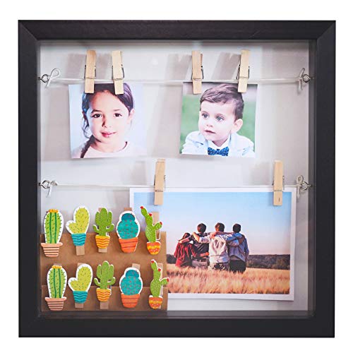 Gadgy ® Marco de Foto 3D con Profundidad | 18 Pinzas | Caja Madera Portafotos 25x25x4 cm | Efecto Profundo | Decoración de Pared Originales l Blanco/Negro (Negro) Gadgy ® Marco de Foto 3D con Profundidad | 18 Pinzas | Caja Madera Portafotos 25x25x4 cm | Efecto Profundo | Decoración de Pared Originales l Blanco/Negro (Negro)