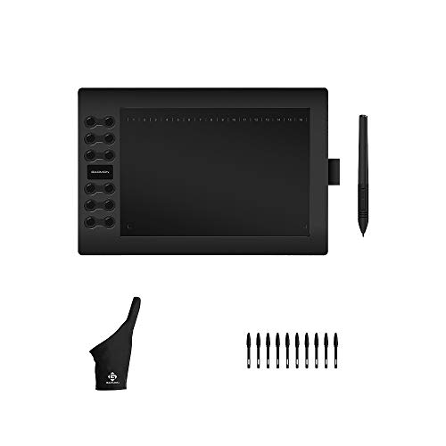GAOMON M106K Tableta gráfica con Guante de un Solo Dedo y 14 Puntas de Repuesto