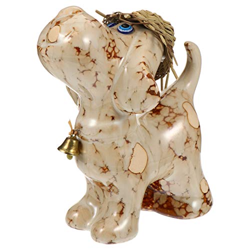 GARNECK Estatuilla de Perro Cerámica Coleccionable Arte Animal Animales Perro Estatua de Pie con Sombrero de Paja para La Decoración de La Oficina en Casa