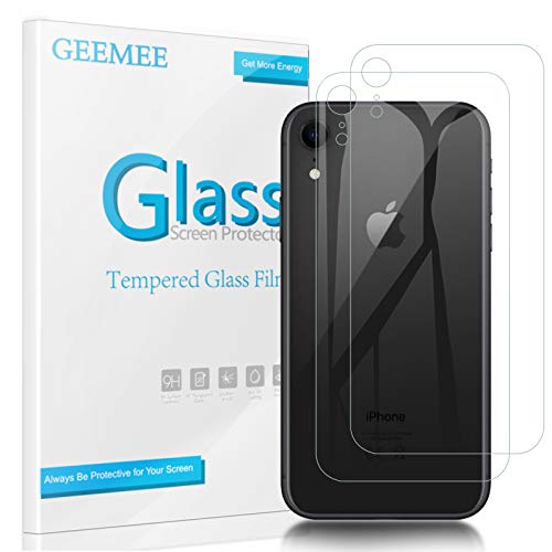 GEEMEE [ 2 Pack iPhone XR Protector de Pantalla Trasera de Vidrio, Película Vidrio Templado Dureza 3D 9H Alta Sensibilidad Fingerprint contra Burbuja para Phone XR