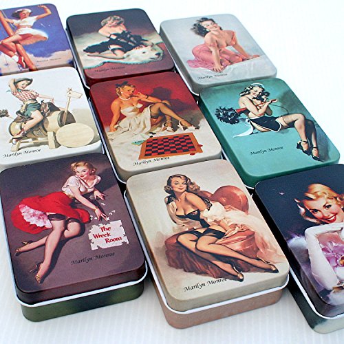 Generic S color: al azar, Marilyn Monroe Serie tarjeta de hojalata caja Candy CAJA DE LATA caja de almacenamiento de regalo Chocolate, pequeñas cajas de metal accesorios para el pelo con tapa