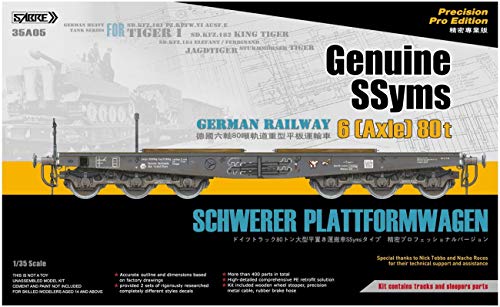 German Railway Schwerer Plattformwagen SSyms 6 (Axle) 80t Sabre Model No. 35A05 - maqueta Tren vagon aleman Plataforma para Tanques Pesados Tiger Escala 1:35 German Railway Schwerer Plattformwagen SSyms 6 (Axle) 80t Sabre Model No. 35A05 - maqueta Tren vagon aleman Plataforma para Tanques Pesados Tiger Escala 1:35