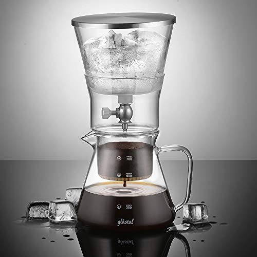 Glastal Cold Brew Dripper 600ml / 4 tazas Cafetera de goteo frío hecha de vidrio de borosilicato y acero inoxidable 18/8 Cafetera ajustable para café y té preparado en frío Glastal Cold Brew Dripper 600ml / 4 tazas Cafetera de goteo frío hecha de vidrio de borosilicato y acero inoxidable 18/8 Cafetera ajustable para café y té preparado en frío