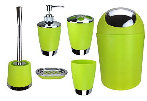 GMMH 6pcs Set DE BAÑO baño Set DE Accesorios DISPENSADOR DE JABÓN Soporte ESCOBILLA DE BAÑO Juego DE BAÑO - Verde