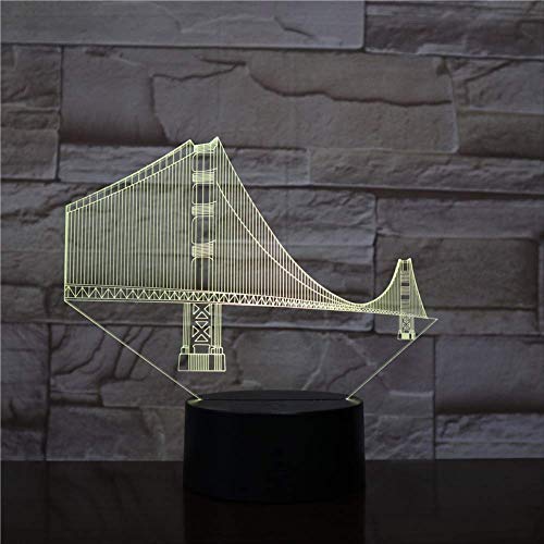 Golden Gate Bridge Art Decoration Lámpara 3d Efecto de luz visual Cambio de color con decoración de interruptor táctil