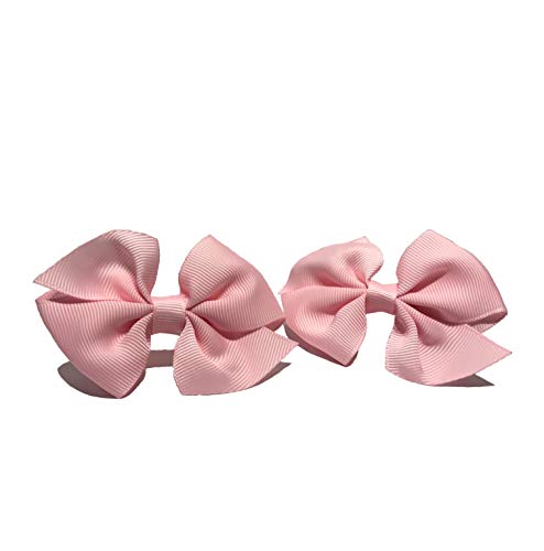 Gomas para el Pelo con Lazo, Accesorios para el Cabello para Niña, Banda Elastica Resistente, Coletero 2 Unidades (rosa)