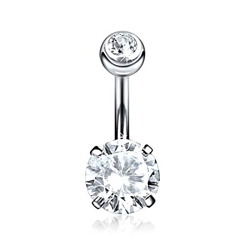 Good.Designs Surgical Steel Navel Piercing I Piercing for Women with Zirconia Stone and Crystal