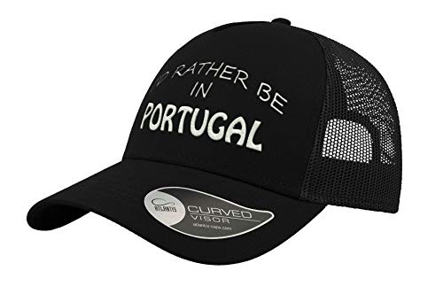 Gorra de malla transpirable unisex con texto en inglés "I'd Rather Be in Portugal, gorra de béisbol deportiva activa, para exteriores, cómoda