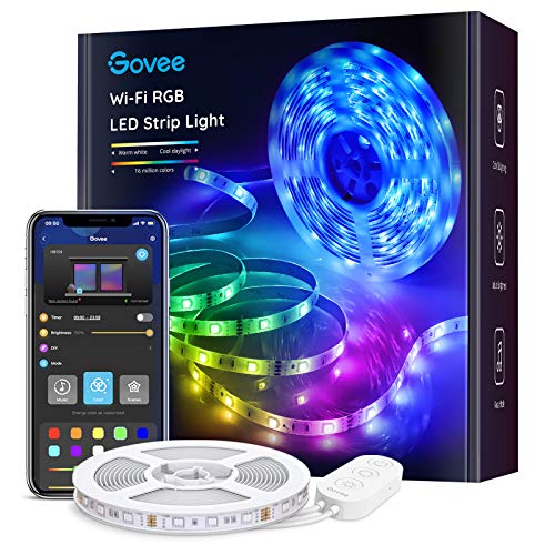 Govee Tiras LED WiFi 5m, Tira Luces LED RGB Inteligente con Control App, Funciona con Alexa y Google Asistente, Modo Música para Habitación Govee Tiras LED WiFi 5m, Tira Luces LED RGB Inteligente con Control App, Funciona con Alexa y Google Asistente, Modo Música para Habitación