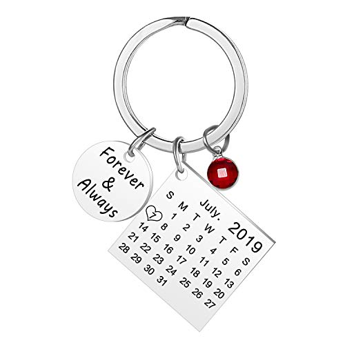 Grabado Personalizado Personalizado Calendario Fecha y Mensaje Llavero con Piedra de Nacimiento de Acero Inoxidable Llavero y Llavero Aniversario Regalo conmemorativo (Plata) Grabado Personalizado Personalizado Calendario Fecha y Mensaje Llavero con Piedra de Nacimiento de Acero Inoxidable Llavero y Llavero Aniversario Regalo conmemorativo (Plata)