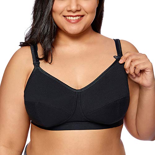 Gratlin - Sujetador de Lactancia de Copa Completa Algodón sin Aros para Mujer Negro 110F Gratlin - Sujetador de Lactancia de Copa Completa Algodón sin Aros para Mujer Negro 110F