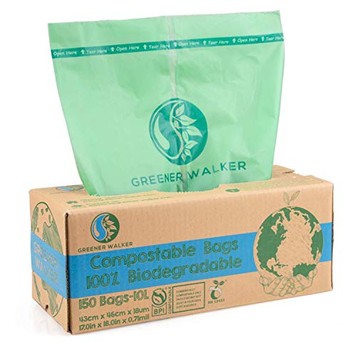 Greener Walker 100% compostable Biodegradable 10L Bolsa Basura Alimentos Cocina Bolsas de basura-150 Bolsas