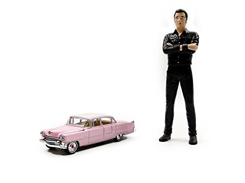 Greenlight Collectibles- Cadillac 1 64 1955 - Vehículo en Miniatura + Figura Elvis Presley, 29898-18, Negro, Escala 1/18