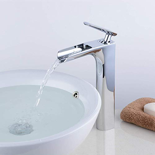 Grifo Lavabo Cascada para Baño, Cromo (Alto)