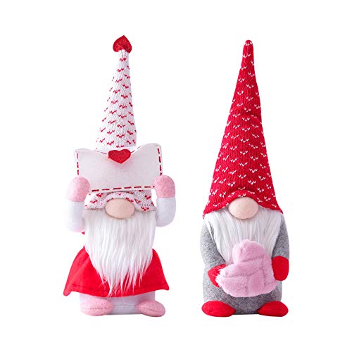 Groveerble Muñeco de Santa Gnomo sin Rostro para el día de San Valentín Decoraciones de Adornos de Escritorio de Poste de pie Lindo para Dormitorio, Regalos Hechos a Mano para Mujeres (2PCS)