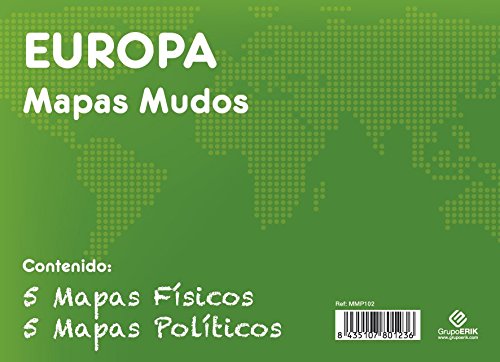 GRUPO ERIK EDITORES, S.L. - Pack mapas mudos es Europa 5+5 Grupo Erik blanco y celeste
