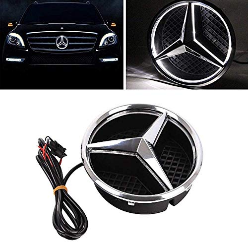 GUXINHOME El Emblema De La Estrella LED Luminoso Insignia Central Delantera Insignia Luz En Frente del Automóvil, Adecuado para Mercedes-Benz 2013-2015 A B C E R GLK ML GL CLA CLS CLAS,Blanco