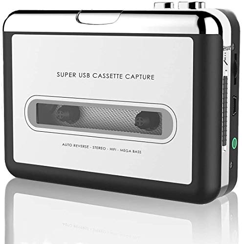 HAL Reproductor de Cassette Portátil, Convertir Audio Cassette a MP3 Digital Tramite vía USB, Convertir Walkman Cinta Cassettes a Formato iPod, Compatible con Laptops/PC - Silver