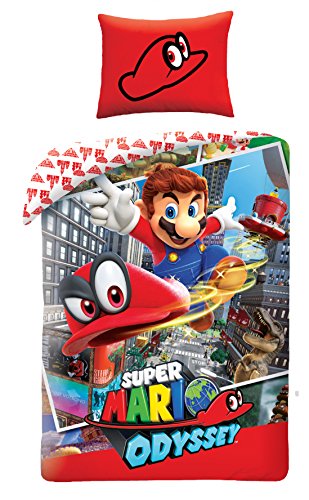 Halantex Juego de cama (140 x 200 cm y 70 x 90 cm), diseño de Super Mario Bros Halantex Juego de cama (140 x 200 cm y 70 x 90 cm), diseño de Super Mario Bros