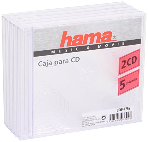 Hama 044752 - Caja para 2 CDs, 5 Unidades, Color Transparente Hama 044752 - Caja para 2 CDs, 5 Unidades, Color Transparente