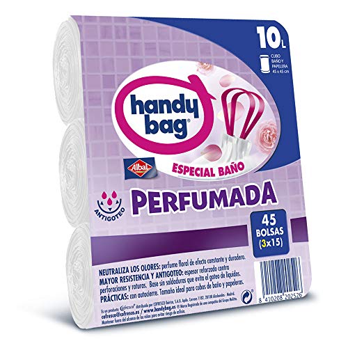 Handy Bag Bolsas de Basura 10L Baño , Extra Resistentes, Perfumadas, 45 Bolsas Handy Bag Bolsas de Basura 10L Baño , Extra Resistentes, Perfumadas, 45 Bolsas